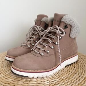 Cole Haan ZerøGrand Explore Waterproof Shearling Hiker Boots Tan Women's 7